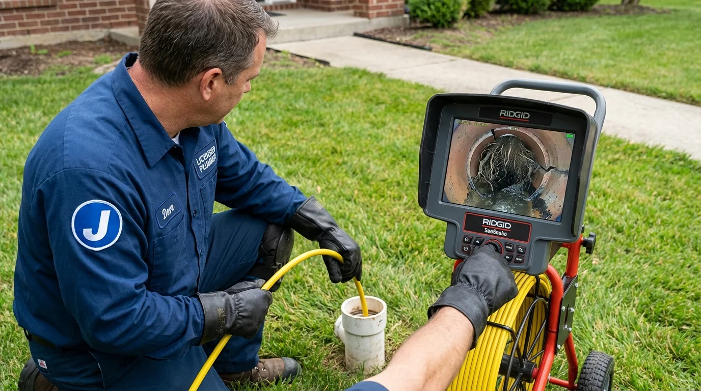 Sewer camera inspection being performed by Johns Plumbing LLC in Wanatah